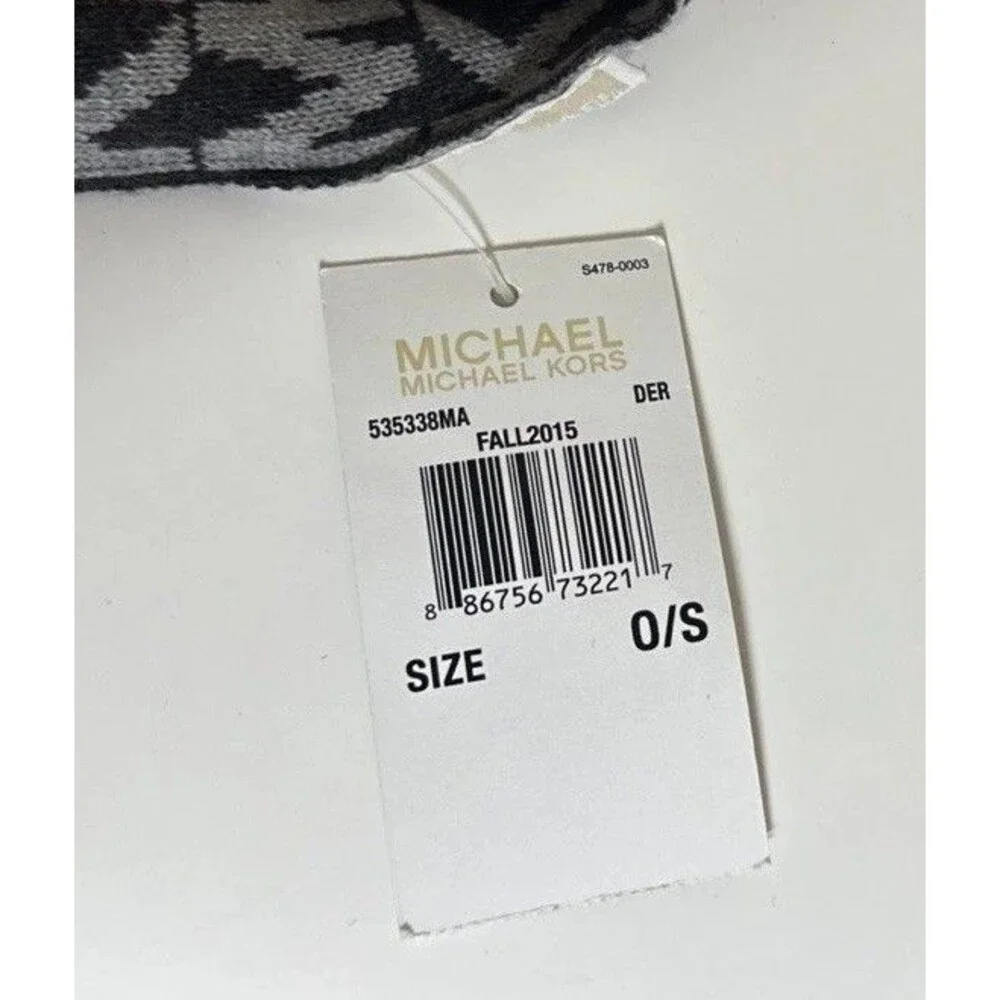 Michael Kors Women's Knit Scarf MK Logo Gray On Gray 9”x67” NWT Fall 2015